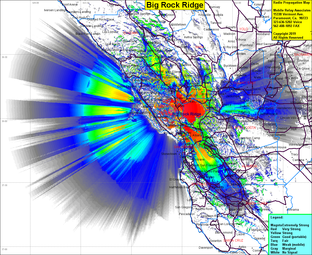heat map radio coverage Big Rock Ridge
